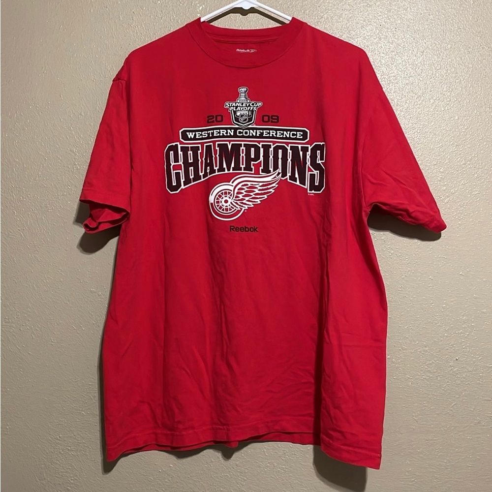 Reebok Detroit Red Wings 2009 Western Conference Champs Red T-Shirt Men’s L